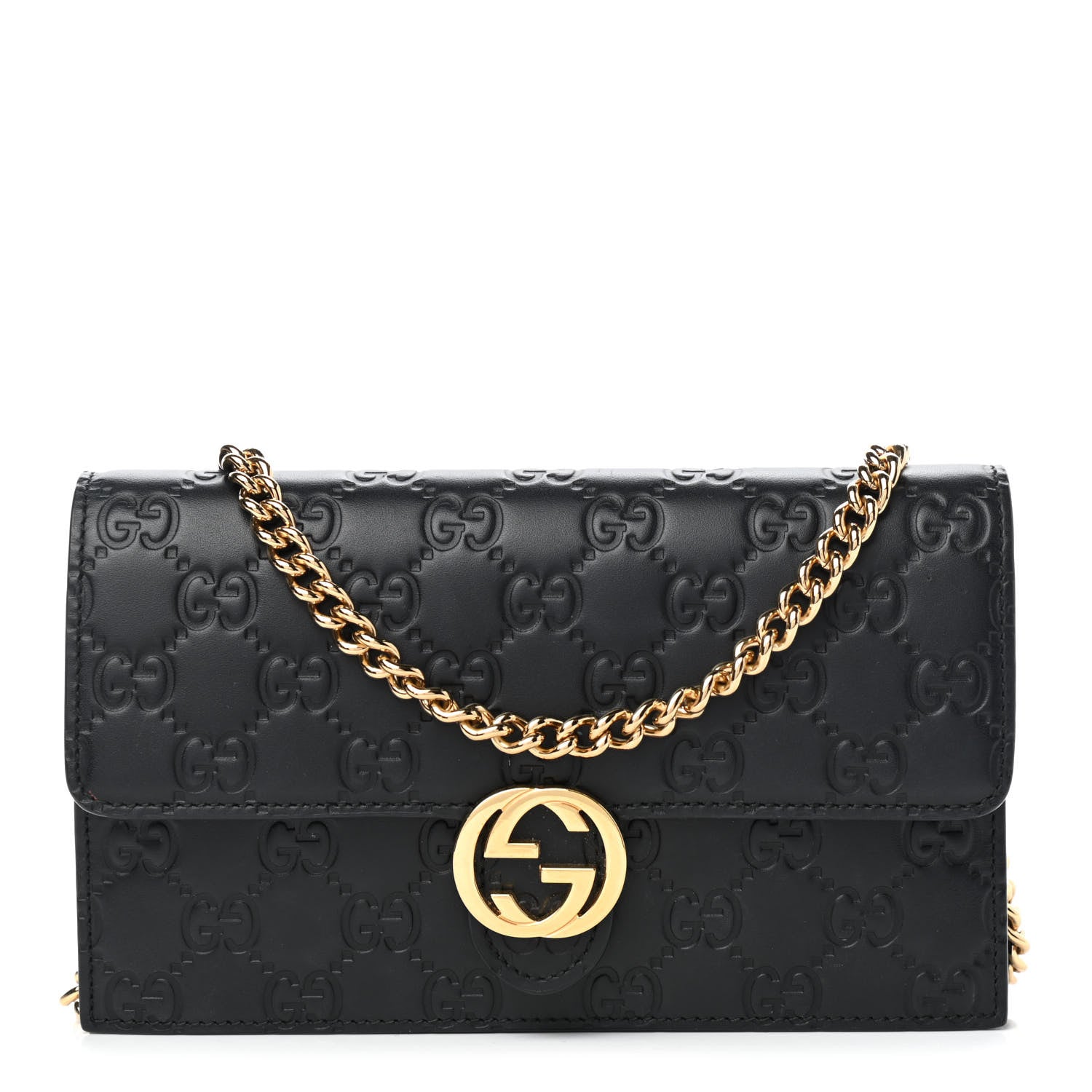 Gucci Guccissima Icon Chain Wallet Black 1 of 8