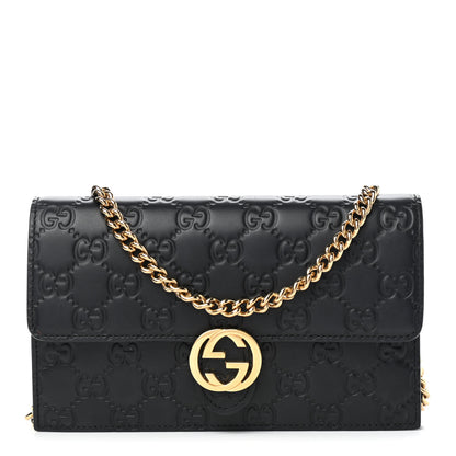 Gucci Guccissima Icon Chain Wallet Black 1 of 8