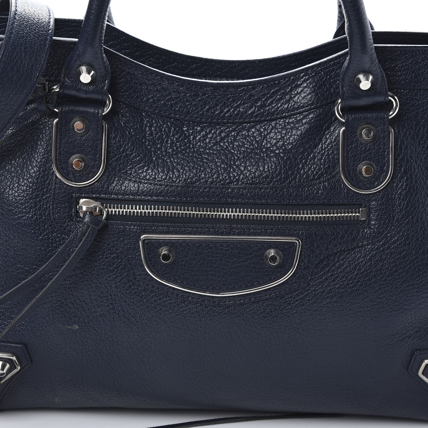 Balenciaga Chevre Silver Metallic Edge Hardware City Bleu Nuit Dark Sea 8 of 12
