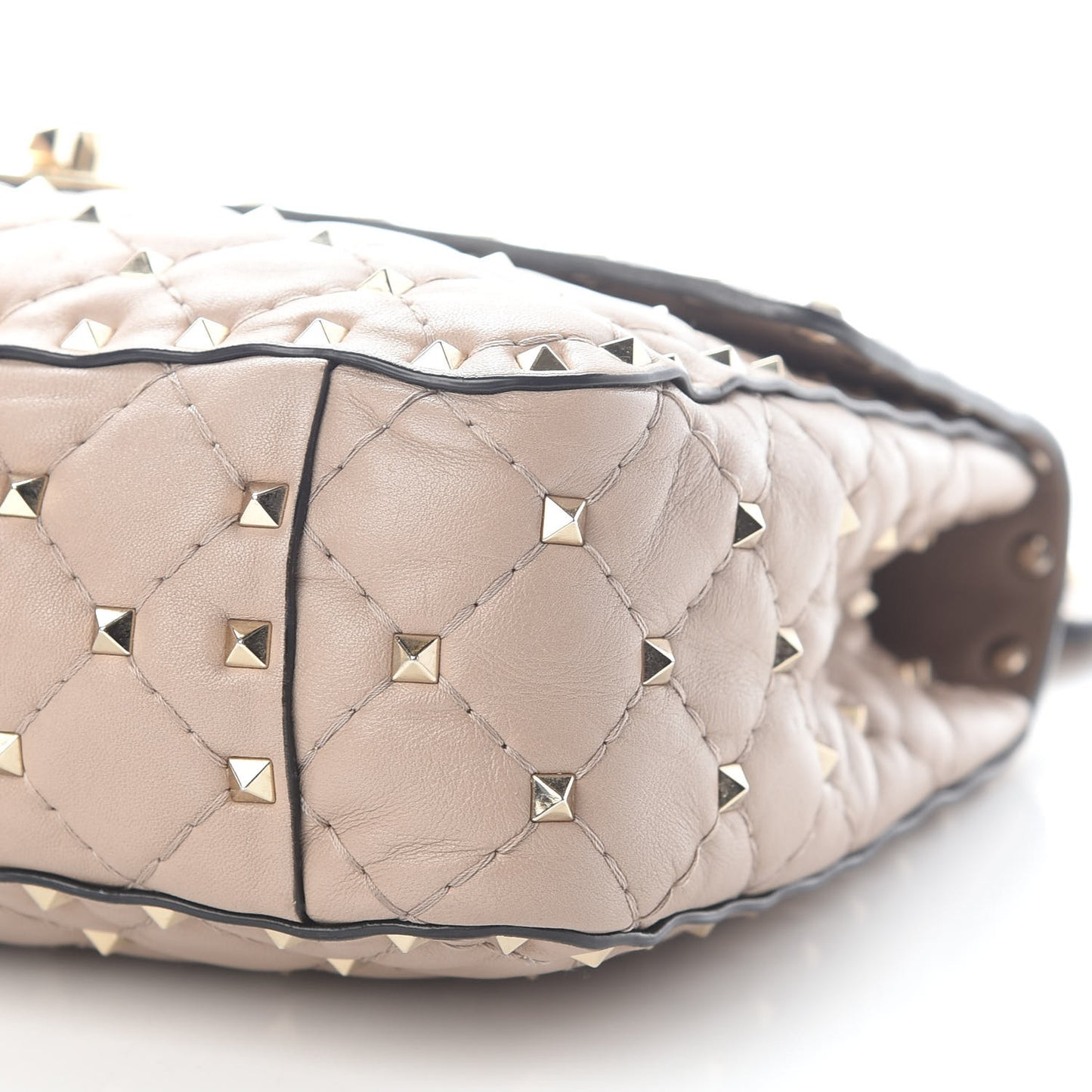 Lambskin Medium Rockstud Spike Shoulder Bag Poudre