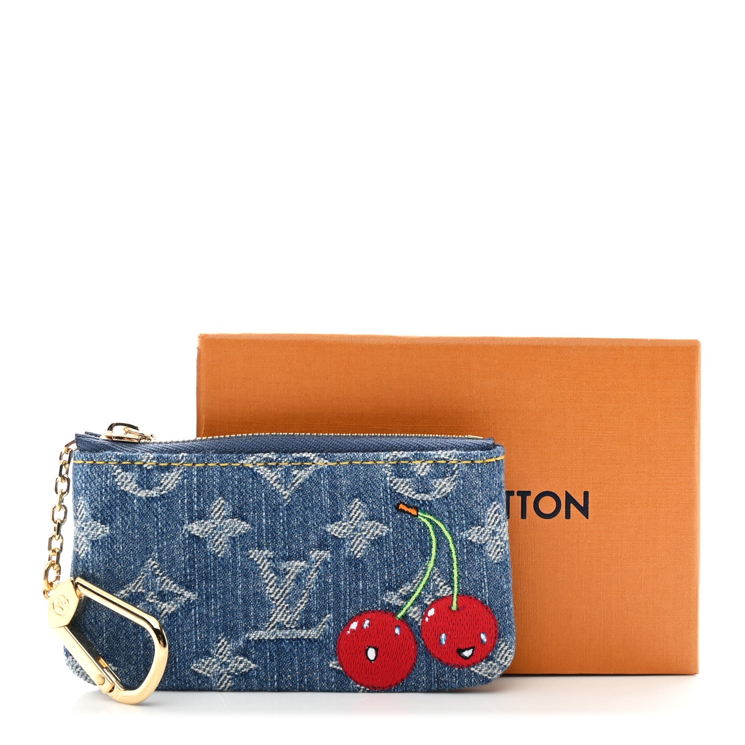 Louis Vuitton LV X TM Monogram Denim Cerises Key Pouch Blue