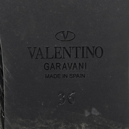 Valentino Garavani Calfskin Rockstud Ankle Strap Torchon Espadrille Caged 25/95mm Wedge Sandals 36 Black 6 of 8
