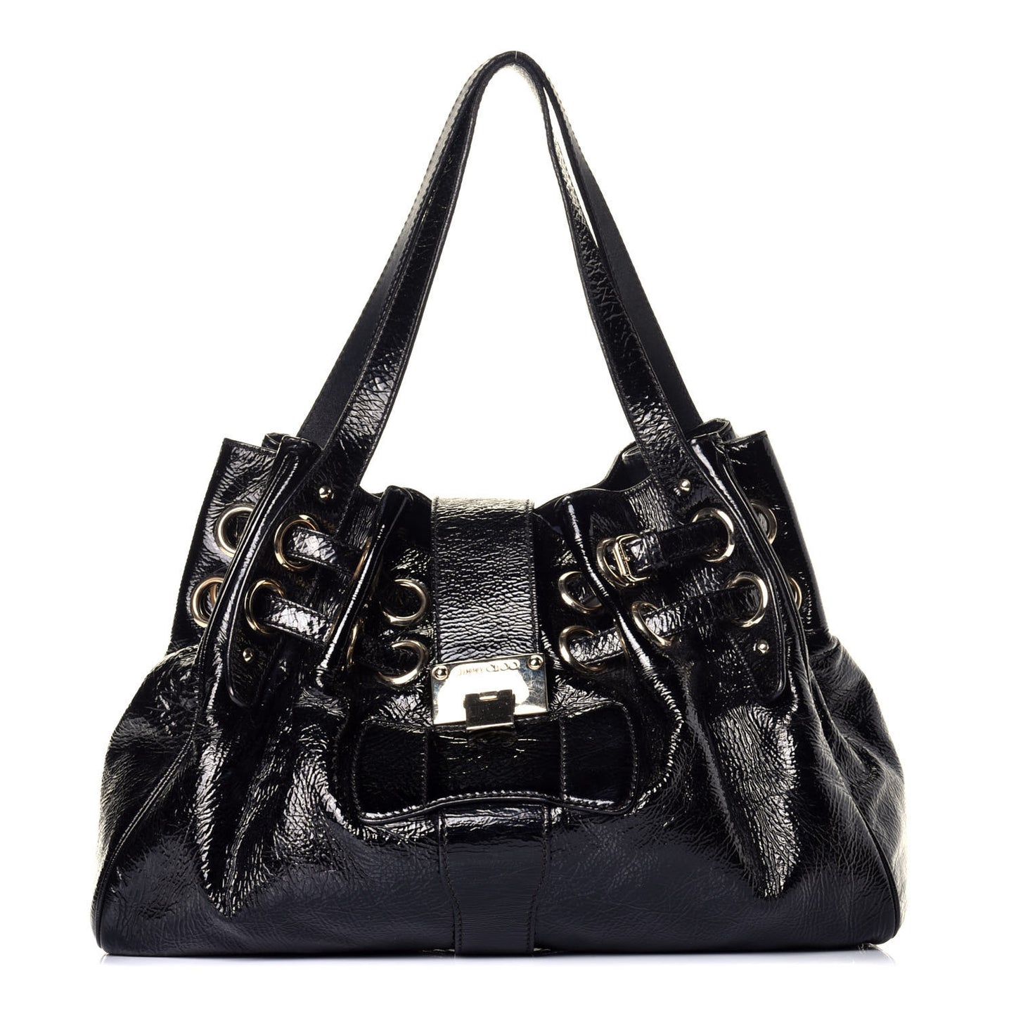 Crushed Patent Riki Bag Black