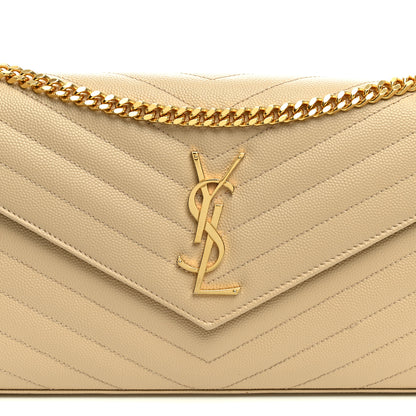 Saint Laurent Grain De Poudre Matelasse Chevron Monogram Chain Wallet Nude Powder Nude Powder 8 of 13