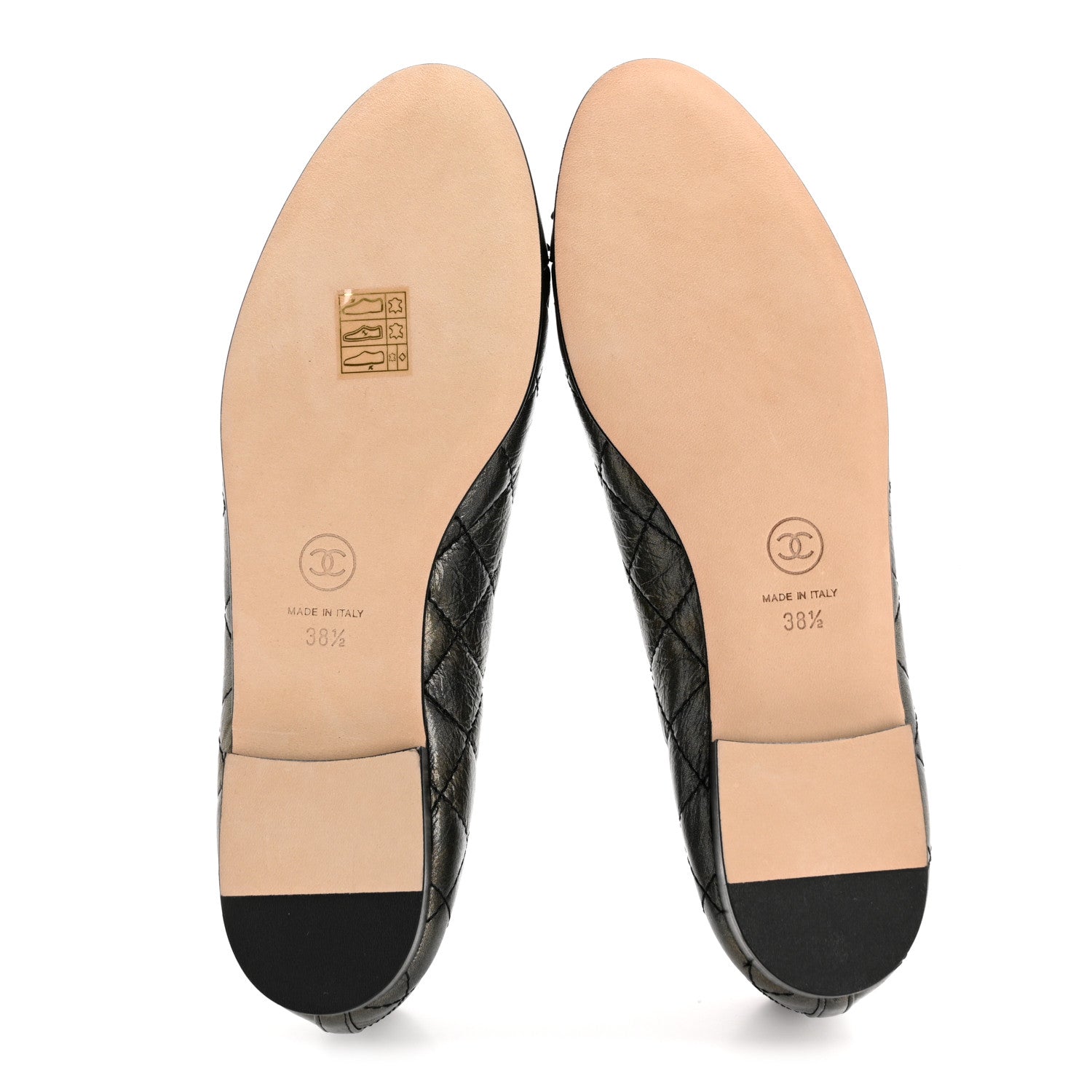 Chanel Metallic Aged Calfskin Quilted CC Cap Toe Ballerina Flats 38.5 Dark Silver 6 of 10