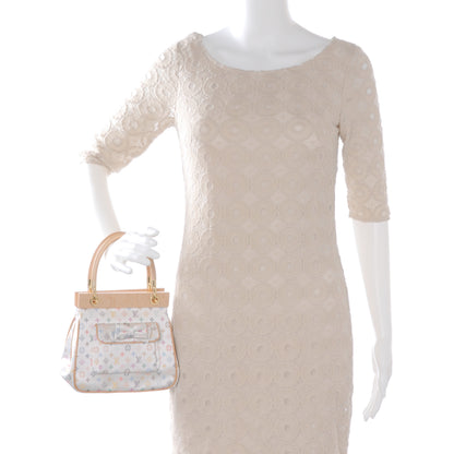 Louis Vuitton Silk Satin Monogram Multicolor Abelia White 2 of 7
