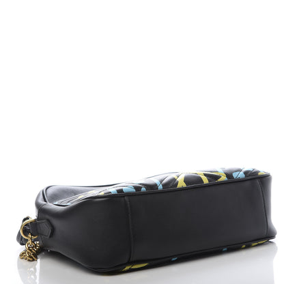 Gucci Calfskin Matelasse GucciGhost Medium GG Marmont Chain Shoulder Bag Black New Acquamarine 3 of 13