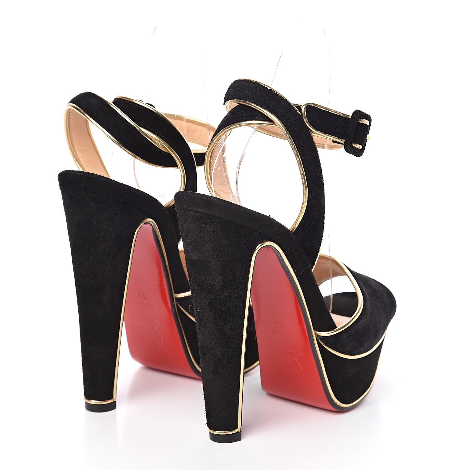 Christian Louboutin Veau Velours Loulou Dance Platform Sandals 37 Black 4 of 7