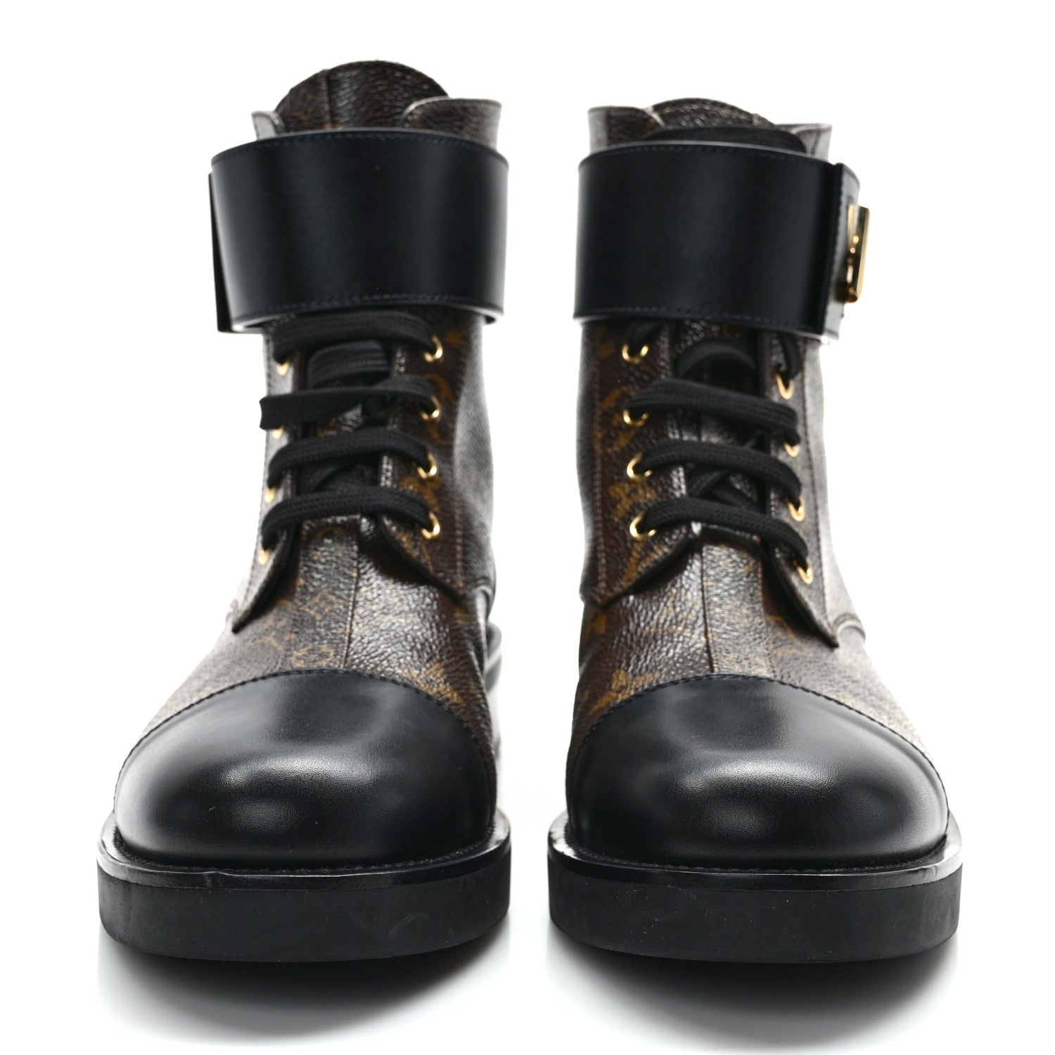 Louis Vuitton Calfskin Monogram Wonderland Flat Ranger Boots 39.5 Black 2 of 7