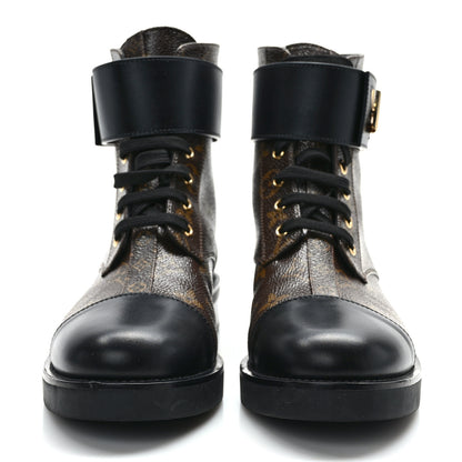 Louis Vuitton Calfskin Monogram Wonderland Flat Ranger Boots 39.5 Black 2 of 7