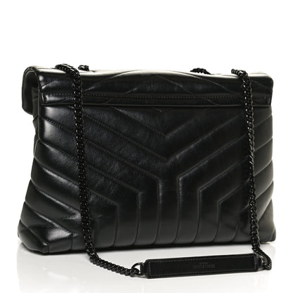 Saint Laurent Calfskin Y Quilted Monogram Medium Loulou Chain Satchel Black 3 of 14