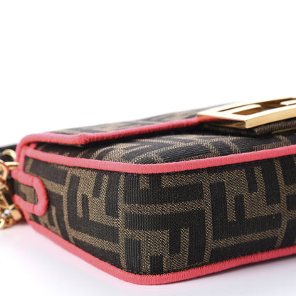 Fendi Fabric Jacquard FF 1974 Roma Armor Mini Baguette Tobacco Moro Fuxia Fluo 6 of 10