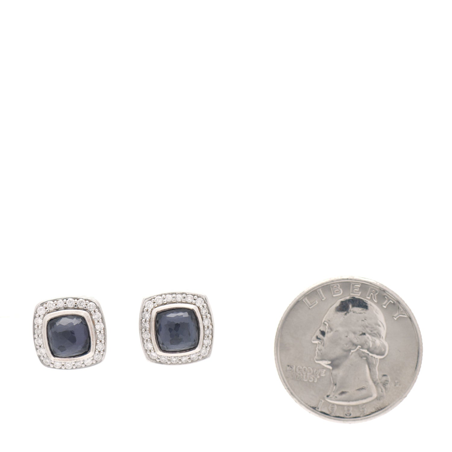 David Yurman Sterling Silver Diamond Black Orchid 7mm Petite Albion Earrings 2 of 5