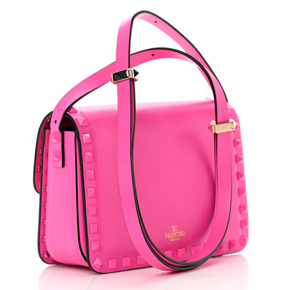 Valentino Garavani Smooth Calfskin Enamel Tonal Small Rockstud23 Shoulder Bag Pink PP 3 of 17