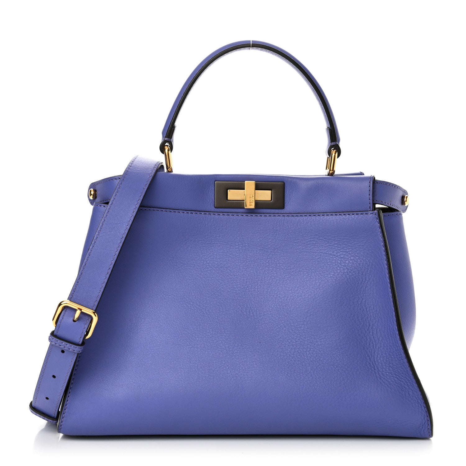 Fendi Vitello Seta Medium Peekaboo Iconic Satchel Viola Cassis 1 of 16