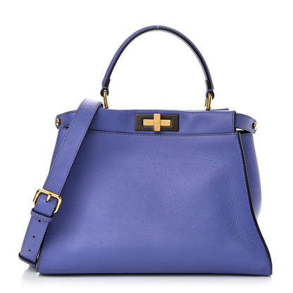 Fendi Vitello Seta Medium Peekaboo Iconic Satchel Viola Cassis 1 of 16