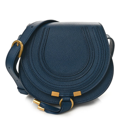 Chloe Grained Calfskin Small Marcie Saddle Bag Navy 1 of 8