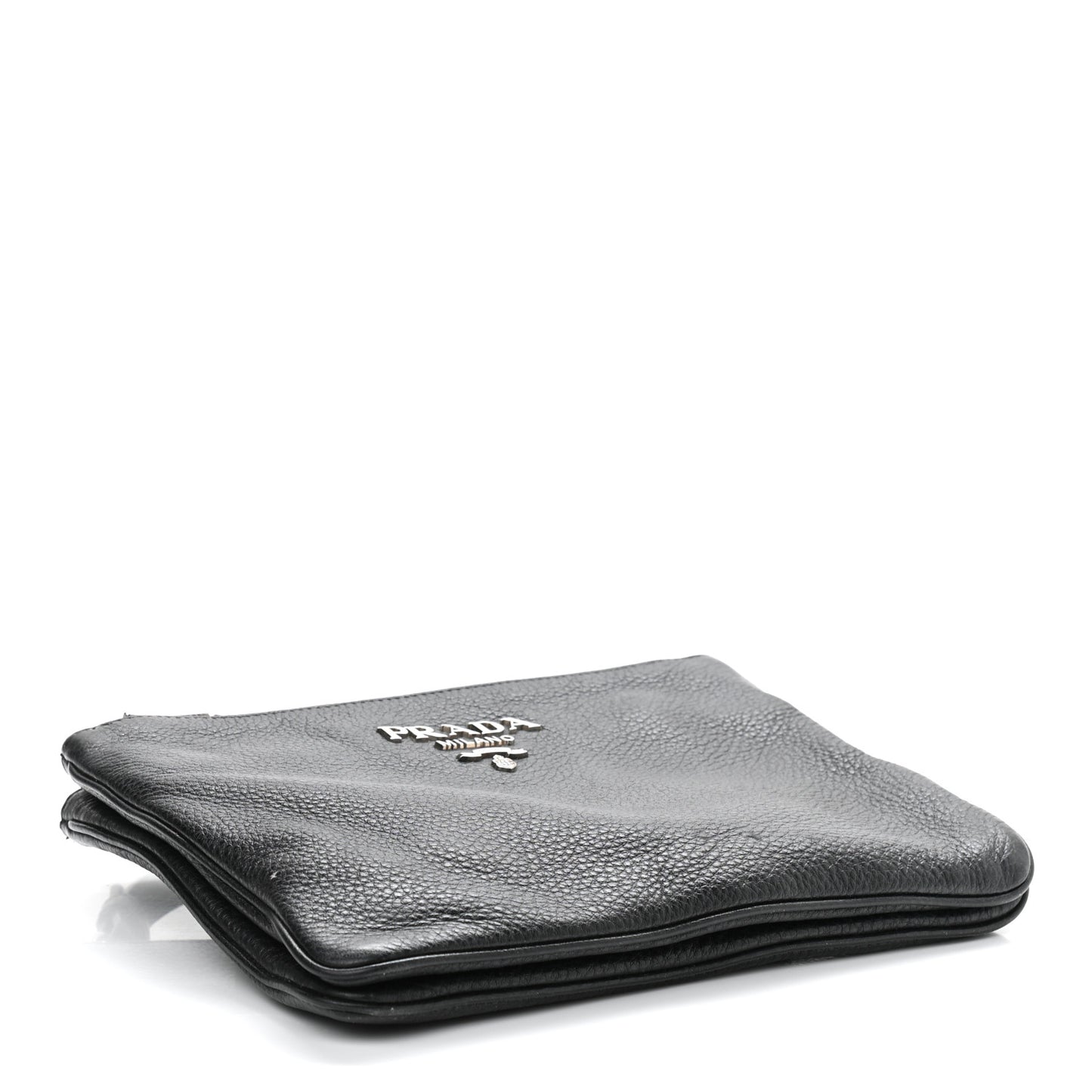 Vitello Daino Double Zip Crossbody Bag Black