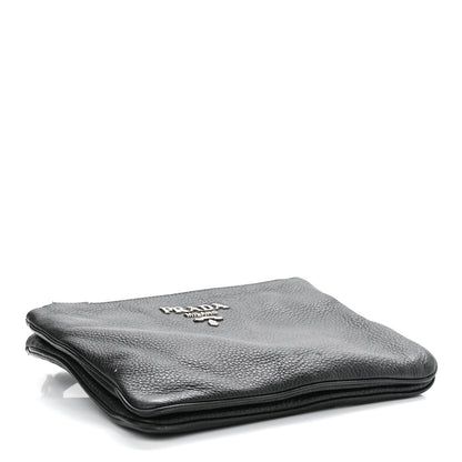 Prada Vitello Daino Double Zip Crossbody Bag Black 3 of 12