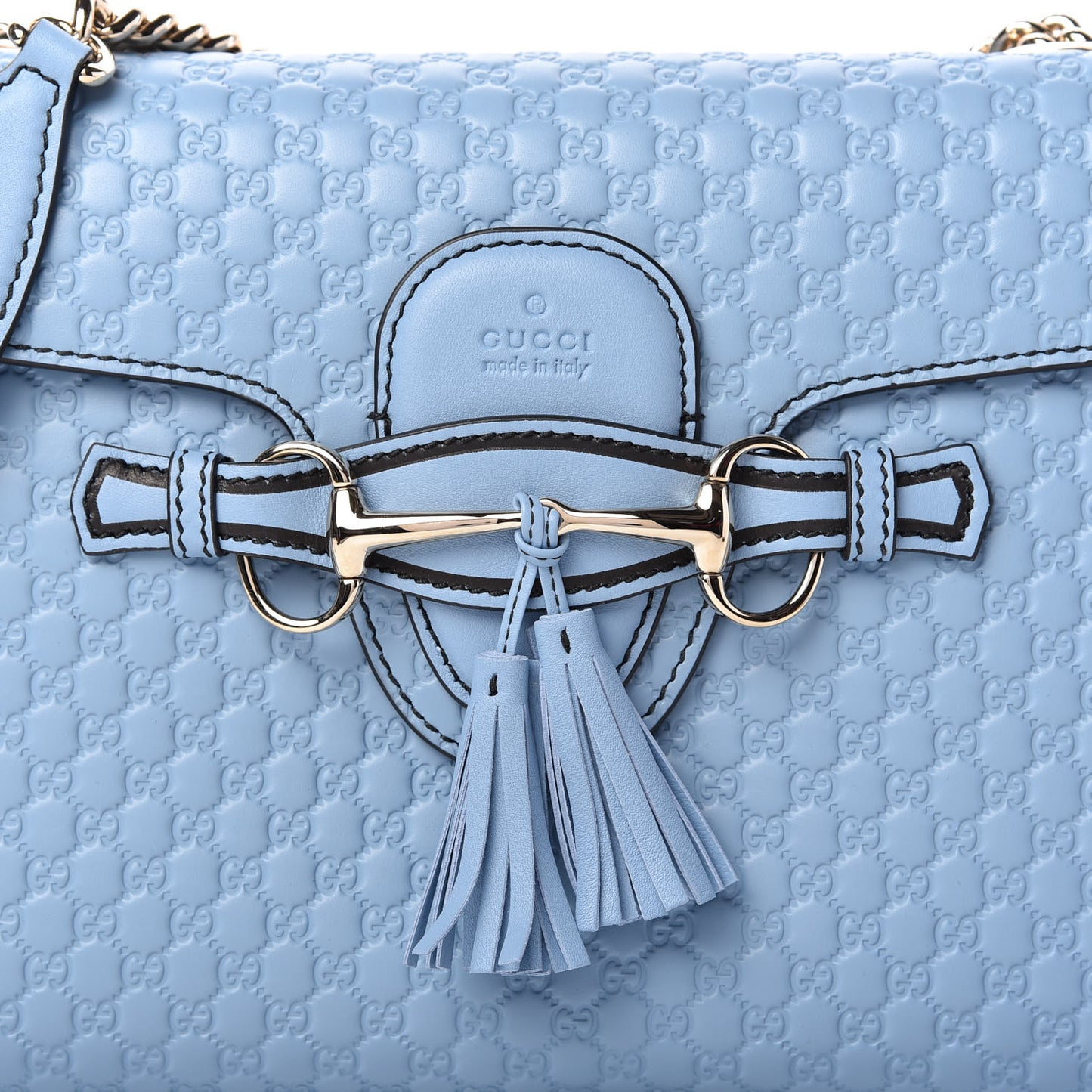 Microguccissima Medium Emily Chain Shoulder Bag Mineral Blue