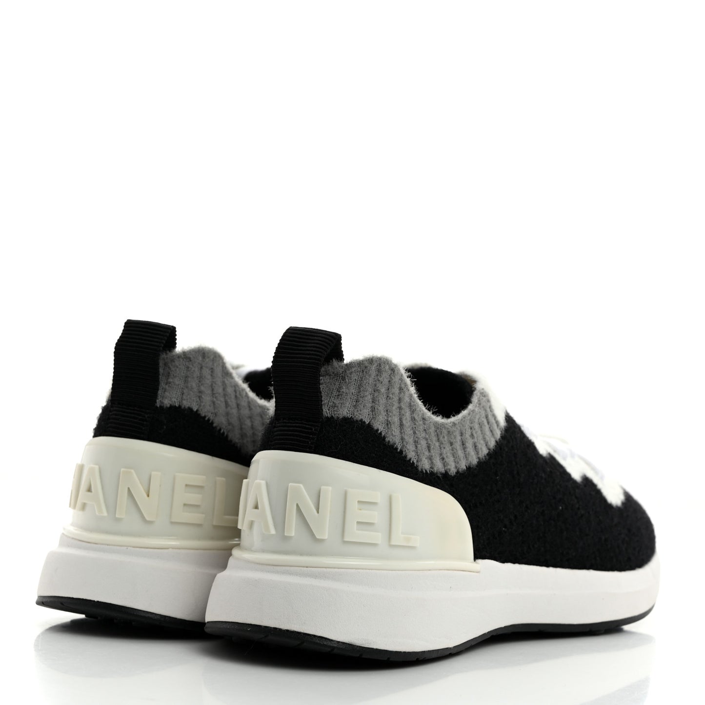 Mixed Fabrics Knit Sneakers 38 Black Grey White