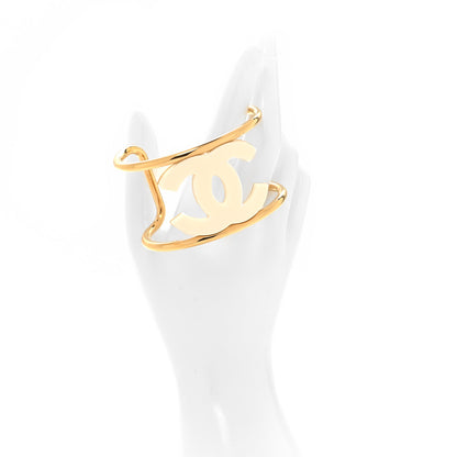 Chanel Metal Resin CC Cuff Gold White 5 of 10