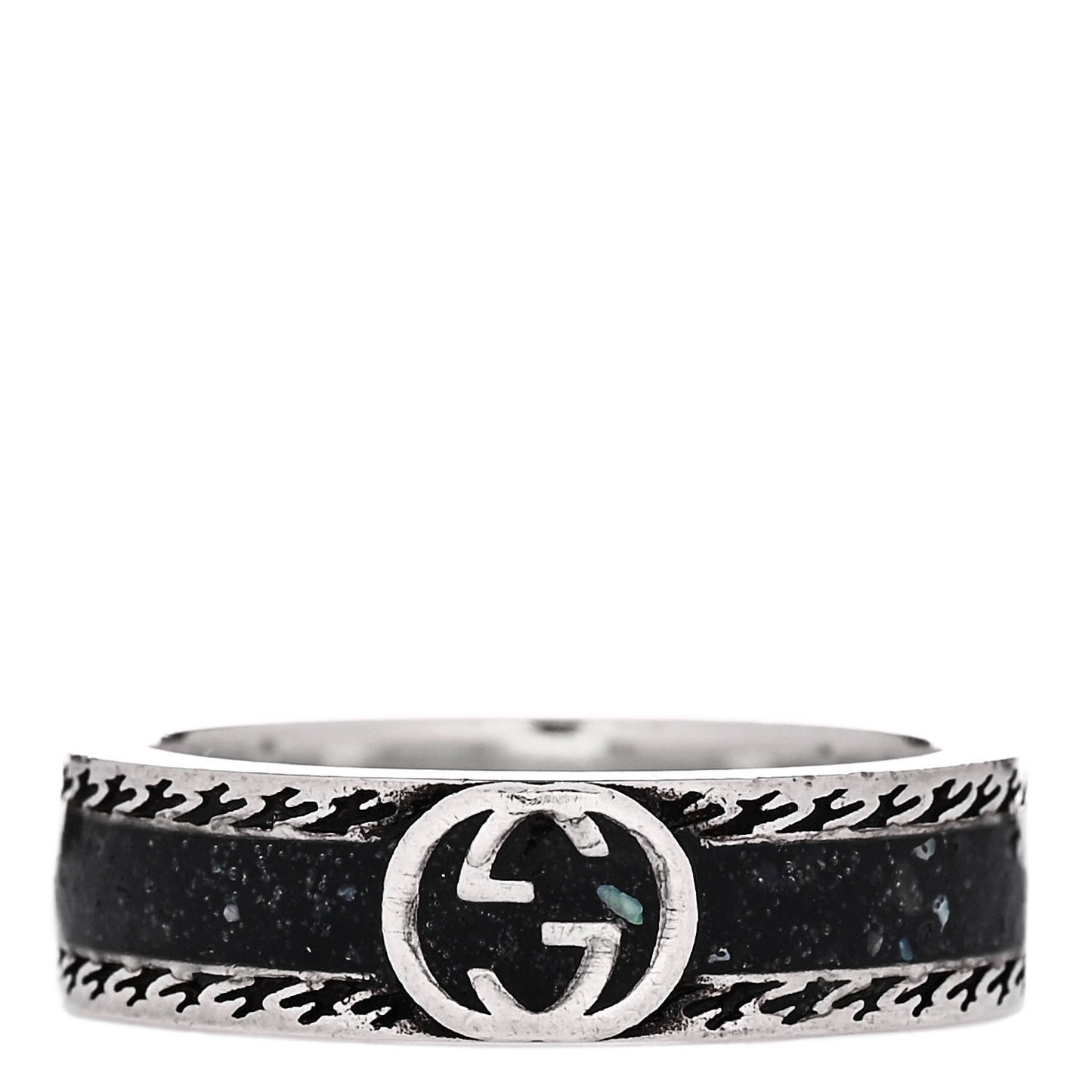 Sterling Silver Enamel Interlocking G Band Ring 58 8.25