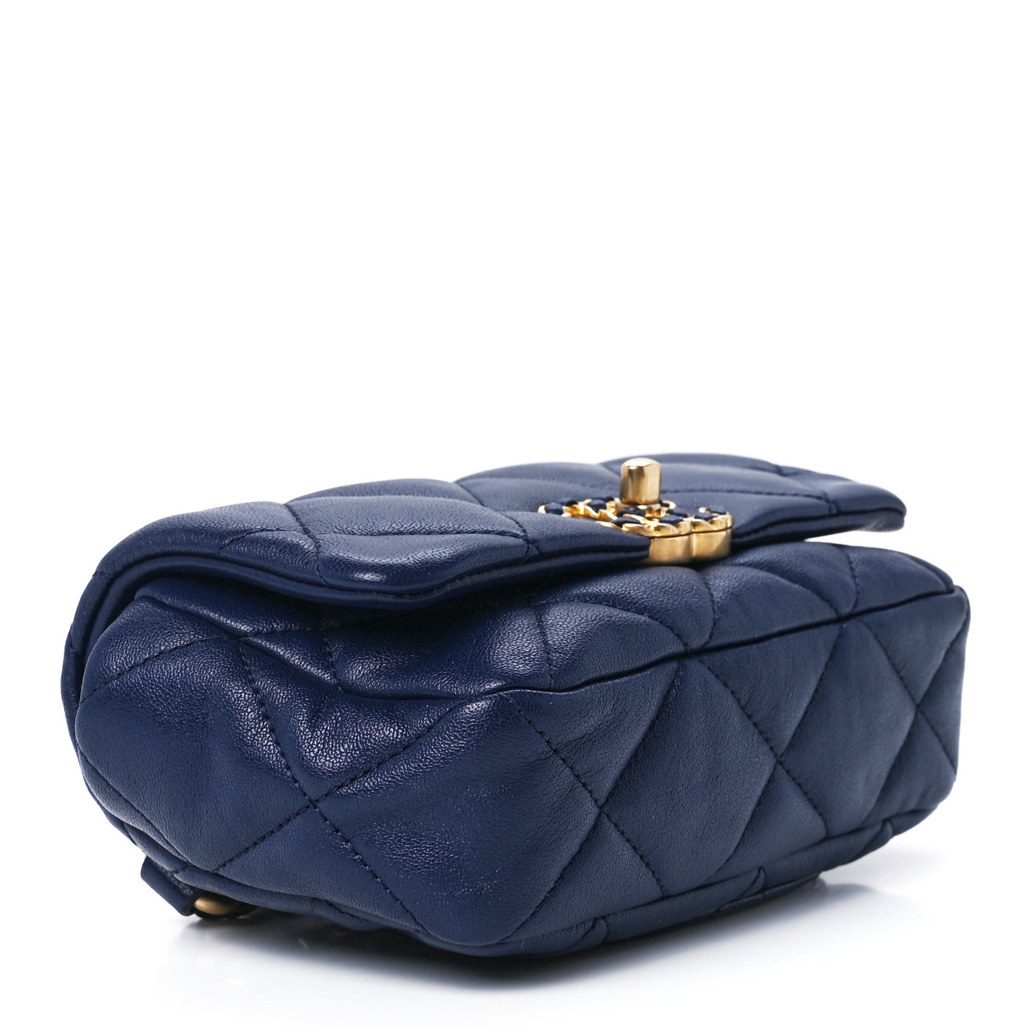 Goatskin Quilted Chanel 19 Waist Bag Dark Blue