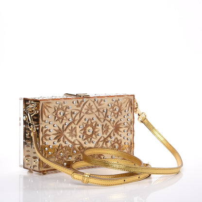 Dolce & Gabbana Metallic Plexiglass Crystal Embellished Shoulder Bag Gold 3 of 7