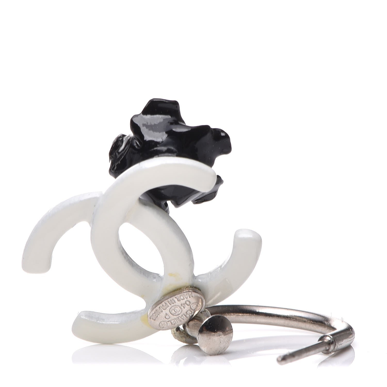Chanel Enamel CC Camellia Drop Earrings White 4 of 5