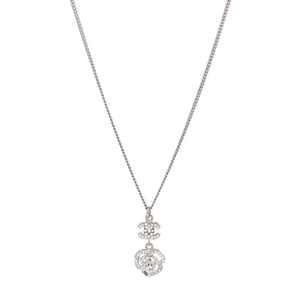 Chanel Crystal CC Camellia Necklace Silver 1 of 4