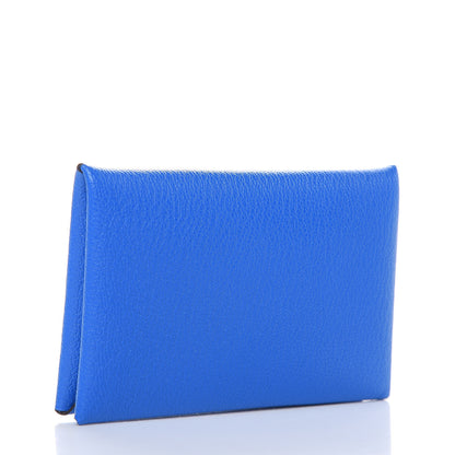 Hermes Chevre Mysore Calvi Card Case Bleu Hydra 3 of 7