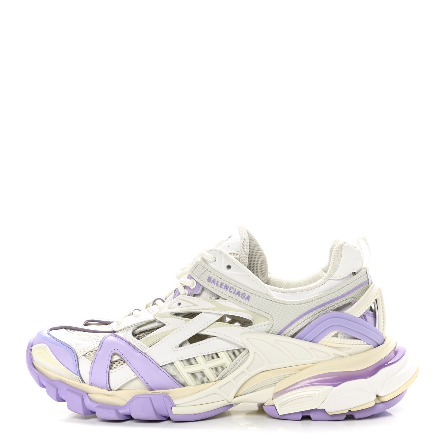 Rubber Mesh Tri-Color Womens Track.2 Open Sneakers 36 Lilac Beige Light Grey