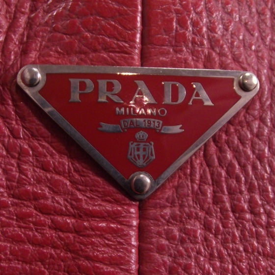 Prada Leather Tote Shoulder Bag Purse Red 13 of 14