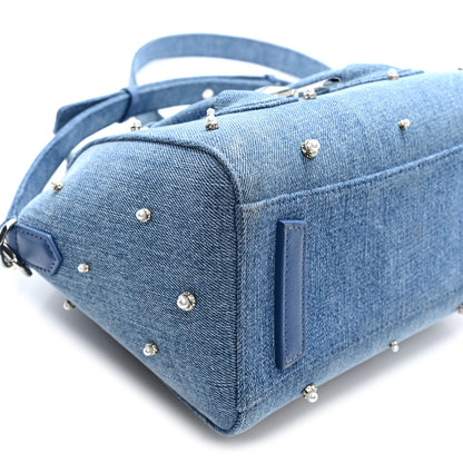 Givenchy Denim Pearl Embellished Mini Lock Antigona Shoulder Bag Blue 8 of 9