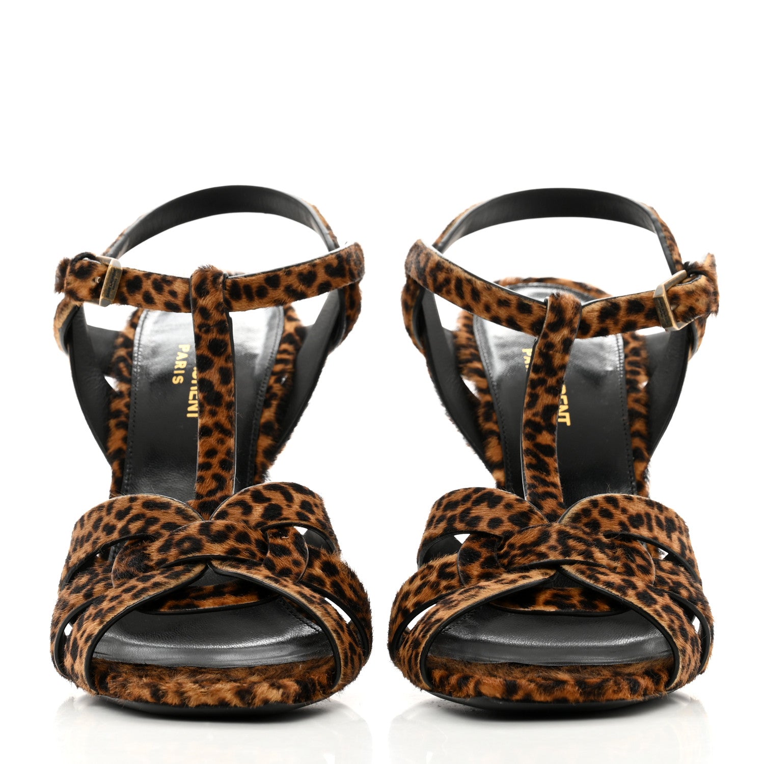 Saint Laurent Pony Hair Leopard Print Tribute 105 Sandals 40 Naturale 2 of 8