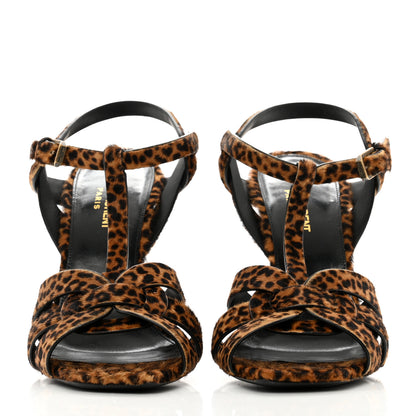 Saint Laurent Pony Hair Leopard Print Tribute 105 Sandals 40 Naturale 2 of 8
