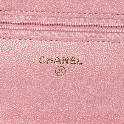 Chanel Iridescent Caviar Quilted Wallet on Chain WOC Rose Pink 6 of 11
