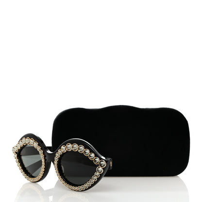 Gucci Acetate Crystal Studded Cat Eye Sunglasses GG0045S Black 8 of 8