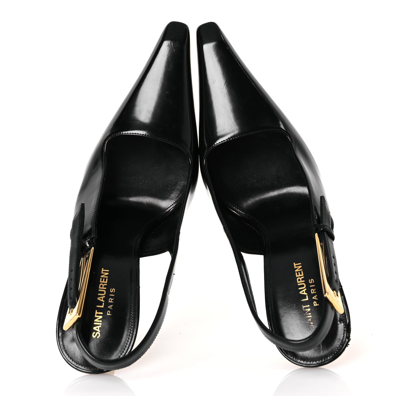 Saint Laurent Glazed Calfskin Lee Slingback Pumps 41 Black 2 of 14