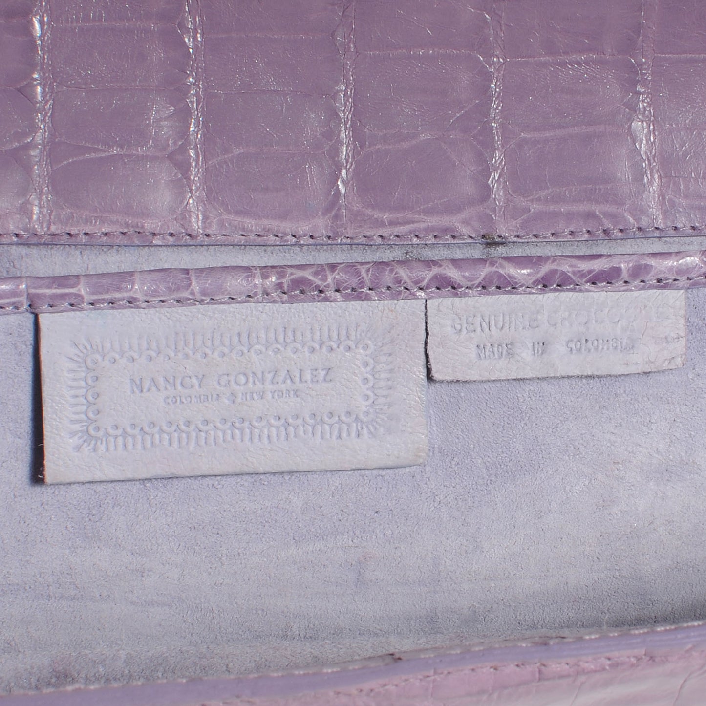 Crocodile Envelope Clutch Lilac