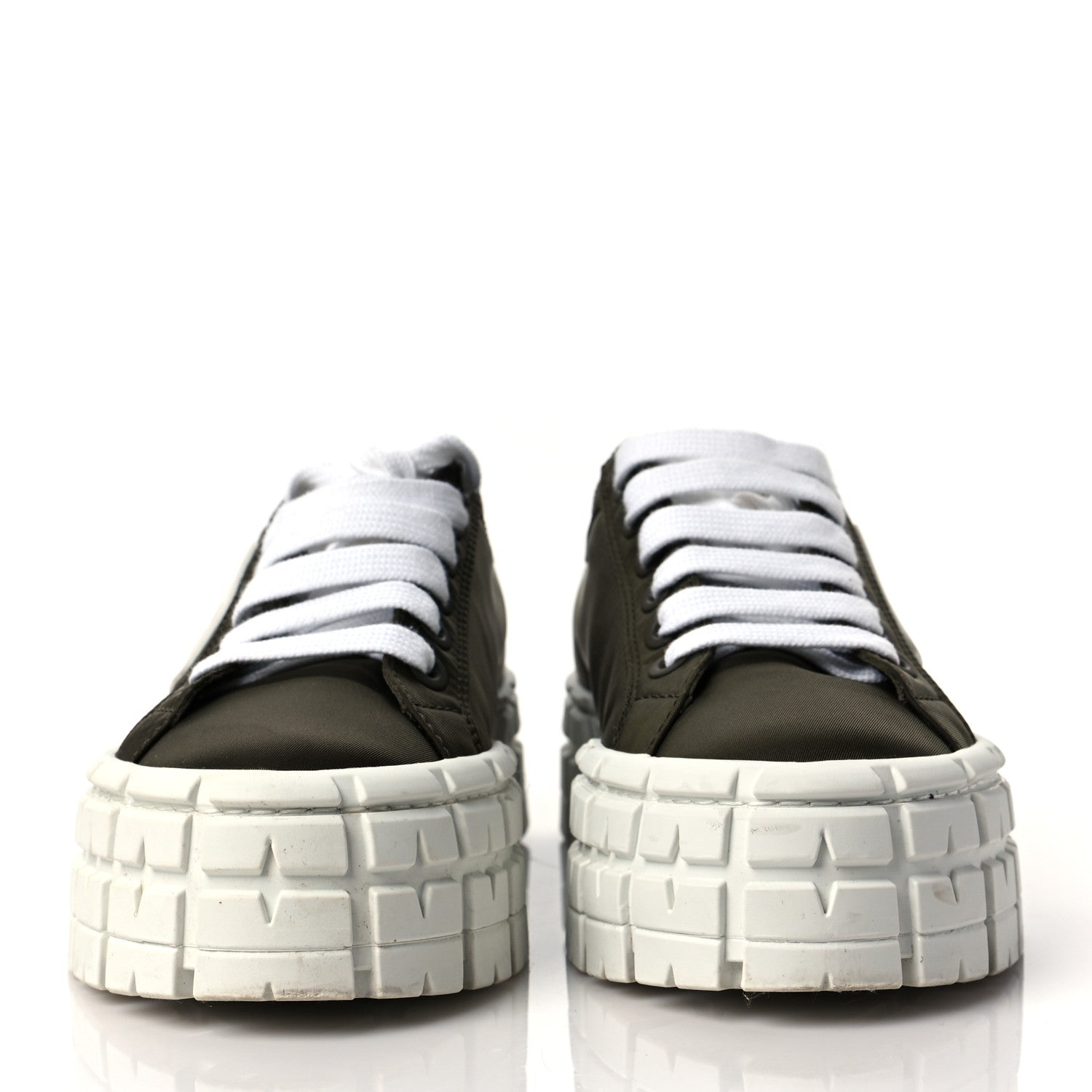 Prada Re-Nylon Gabardine Triangle Logo Double Wheel 50mm Sneakers 39 Militare 2 of 7