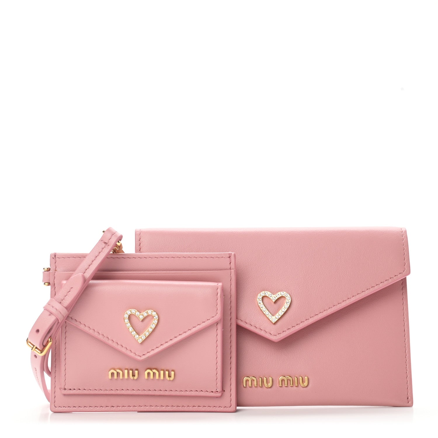 Miu Miu Soft Calfskin Heart Envelope Wallet Wristlet Rosa 14 of 15
