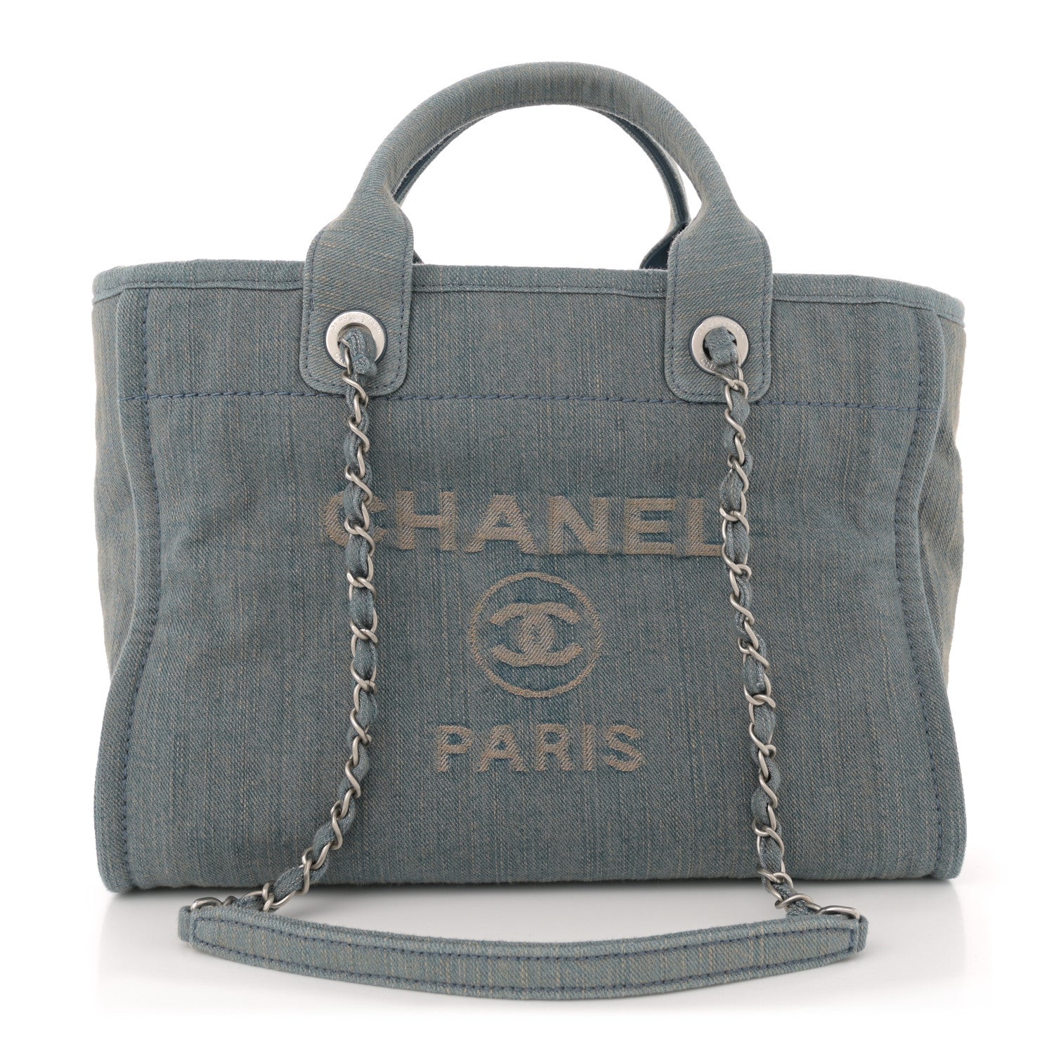 Chanel Denim Small Deauville Tote Light Blue 1 of 11