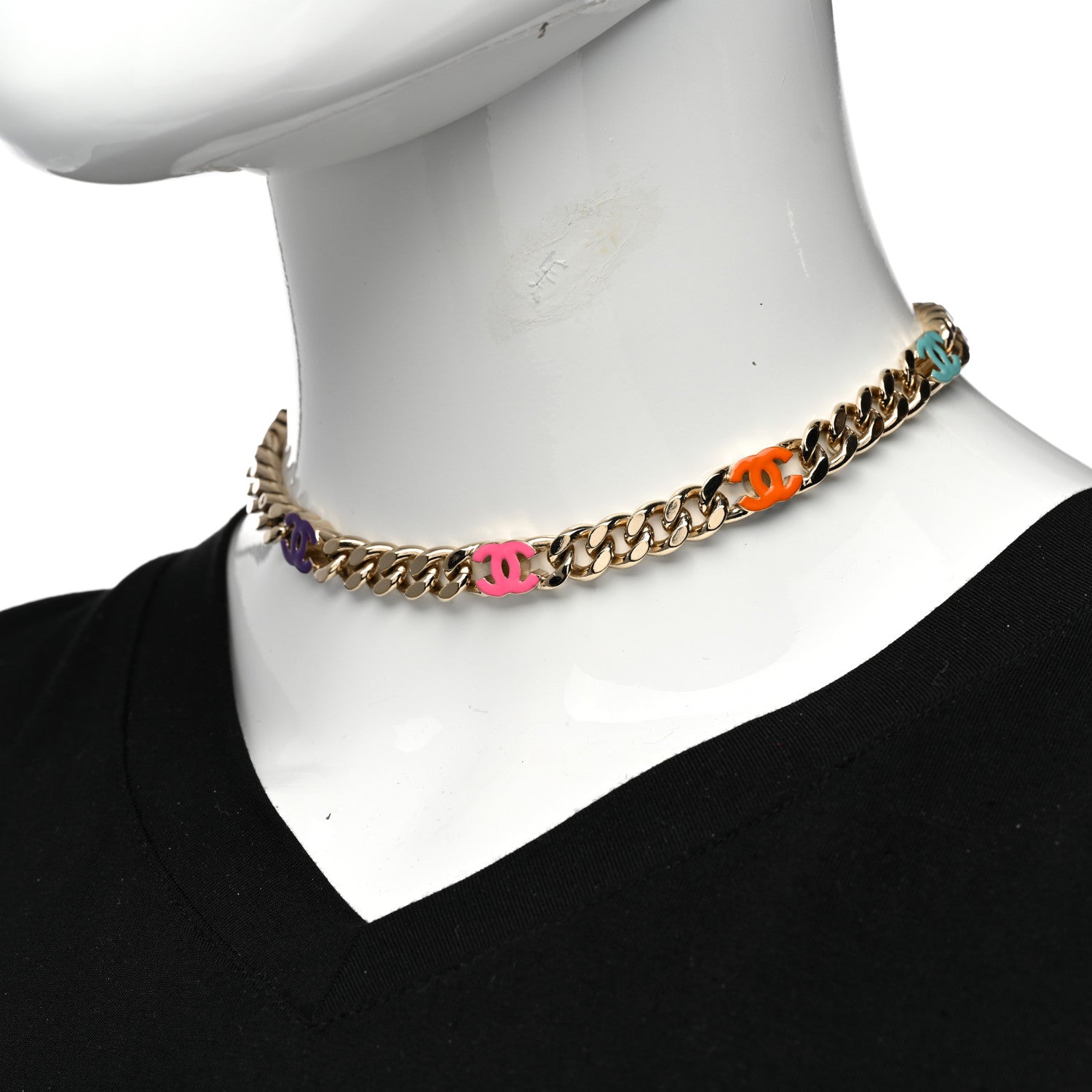 Chanel Metal Enamel Chain CC Choker Gold Multicolor 2 of 6