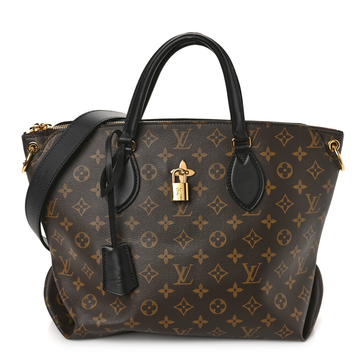 Louis Vuitton Monogram Flower Zipped Tote MM Black 1 of 8