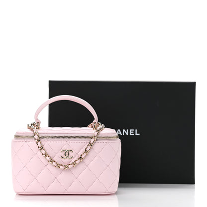 Chanel Lambskin Quilted Small Top Handle Vanity Case With Chain Light Pink 12 of 12