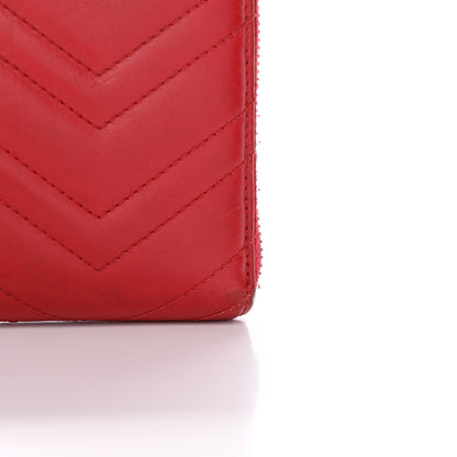 Gucci Calfskin Matelasse GG Marmont Zip Around Wallet Hibiscus Red 11 of 13