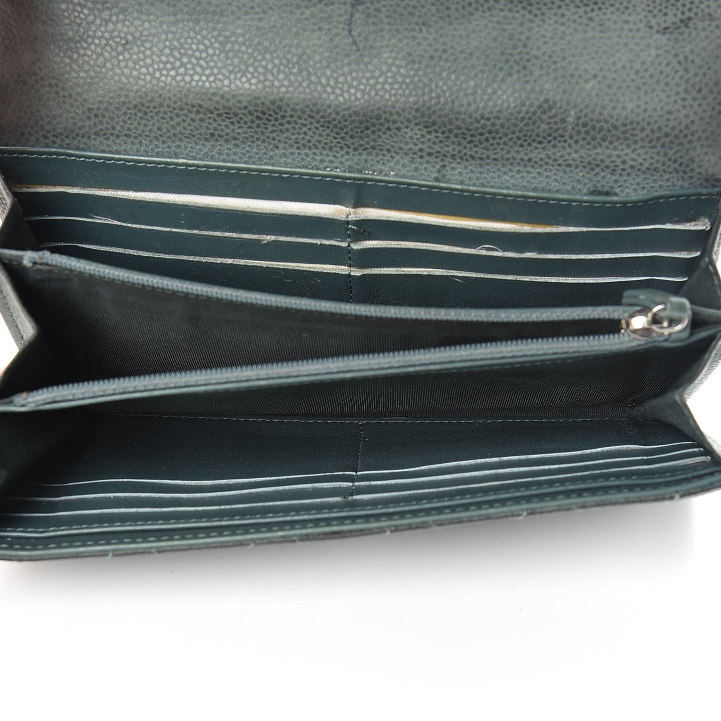 Iridescent Caviar Quilted Large Flap Wallet