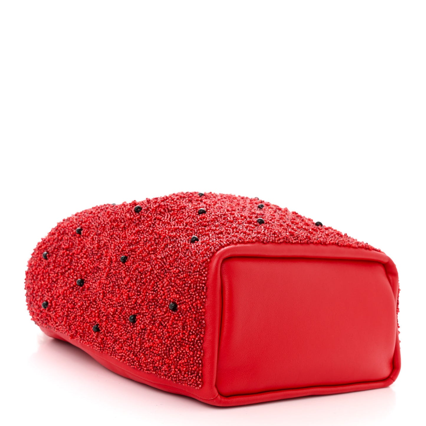 Buttery Nappa Beaded Mini Squeeze Fruit Shoulder Bag Red